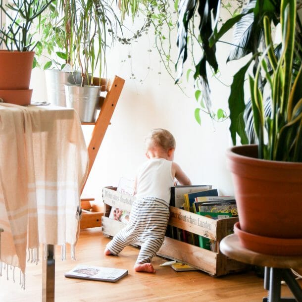 Baby Inspecting Books